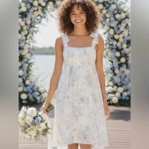 NWT Blu Pepper Ivory and Sky Blue Floral Midi Dress